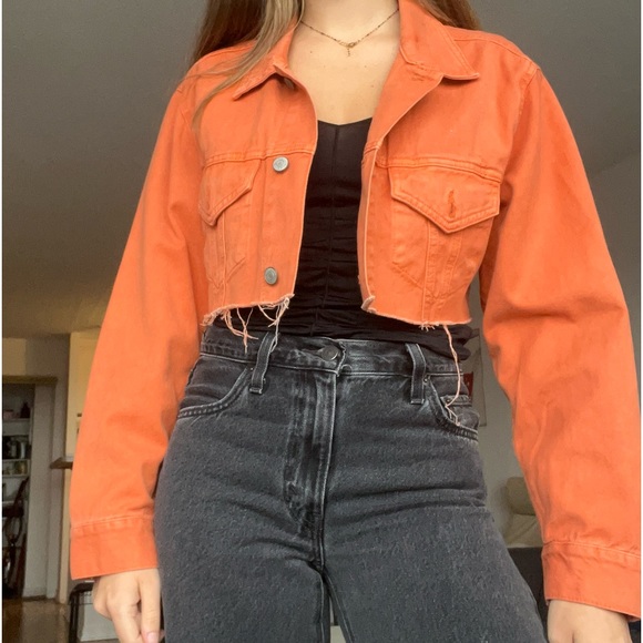 Orange Pull & Bear Jean Jacket size S - Picture 2 of 4